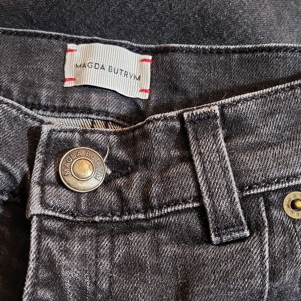 Magda Butrym Black Cotton Denim Jeans W Stirrups Size 2 Revolve - Picture 12 of 13